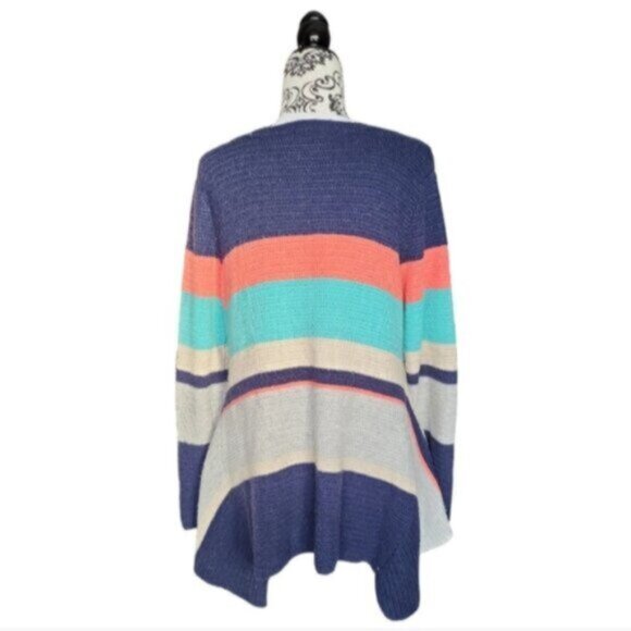 PAPILLON Apricot / Navy Stripe Sweater Sz Large - Picture 2 of 10